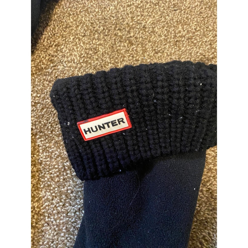Hunter Boot Socks Tall Fleece Knit Cuff Large Black Rain Preppy Utility Fall - Picture 4 of 7